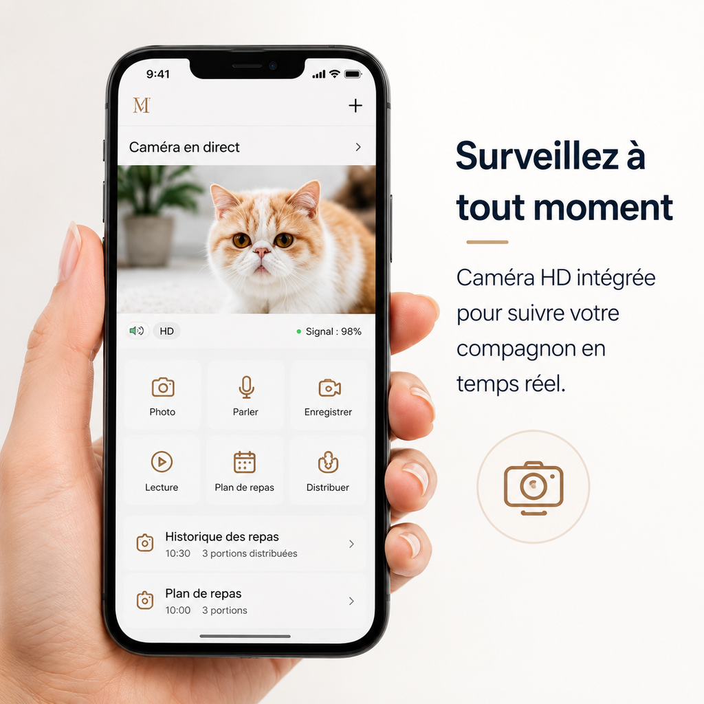 Distributeur Croquette Connecté avec Caméra pour Chat & Chien | NORA™