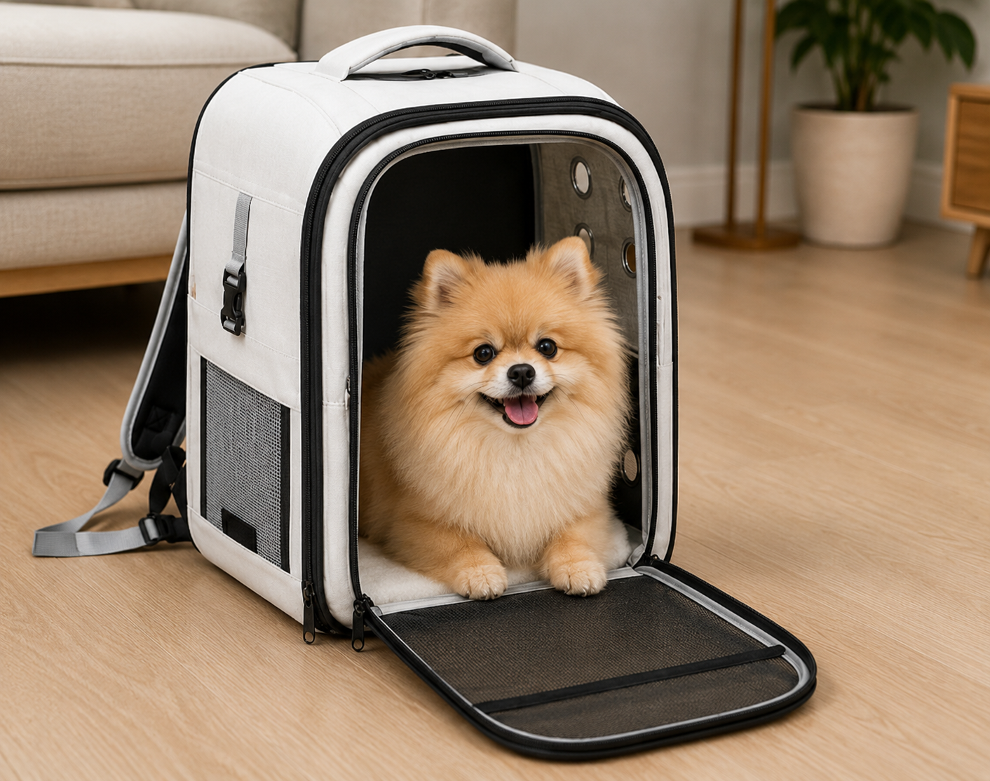 Spitz nain dans le sac de transport AeroCarry